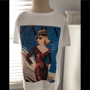 Brand New Zara Fashion Magazine Graphic T-shirt